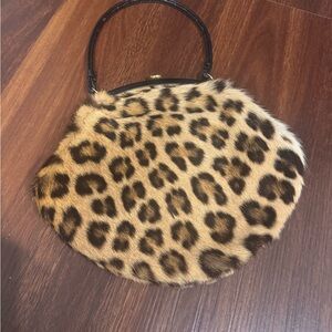 Leopard Print Faux Fur Handbag